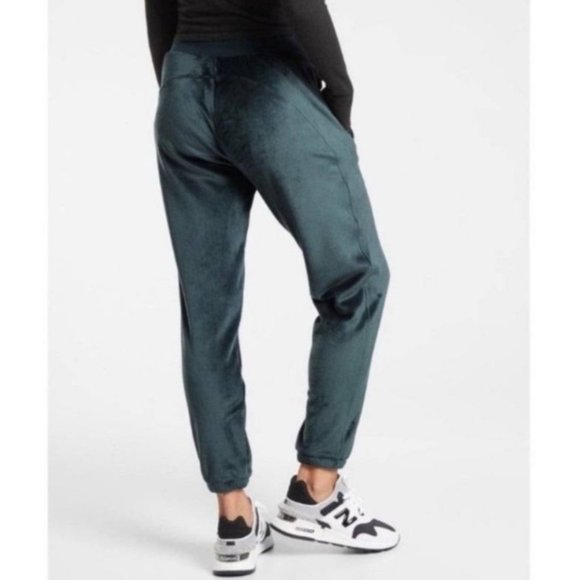 Athleta Size Small Double Cozy Karma Velour Recovery Joggers Plush Fleece Green - Picture 2 of 13